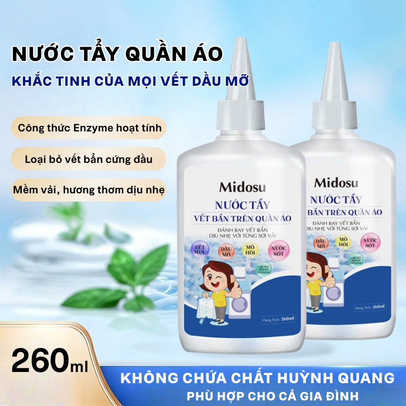 Nước Tẩy Vết Bẩn Quần Áo HUTO 260ml Làm Sạch Vết Dầu Mỡ, Thực Phẩm, Mỹ Phẩm Phù Cho Nhiều Loại Vải
