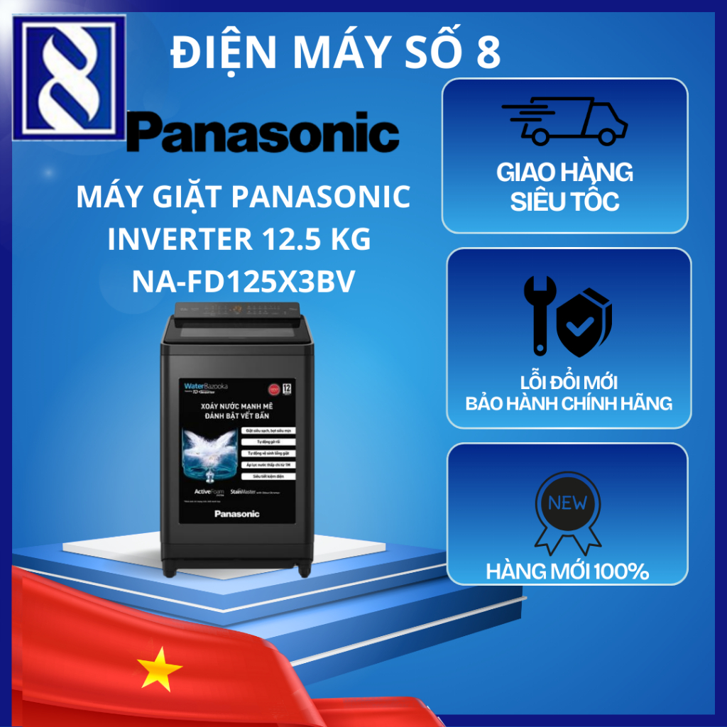 Điện Máy Số 8 | NA-FD125X3BV | Máy giặt Panasonic Inverter 12.5 kg NA-FD125X3BV - Chính Hãng