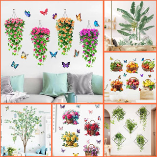 Decal dán tường phong cách hàn quốc hình cây hoa lá,chất liệu cao cấp sẵn keo dán.