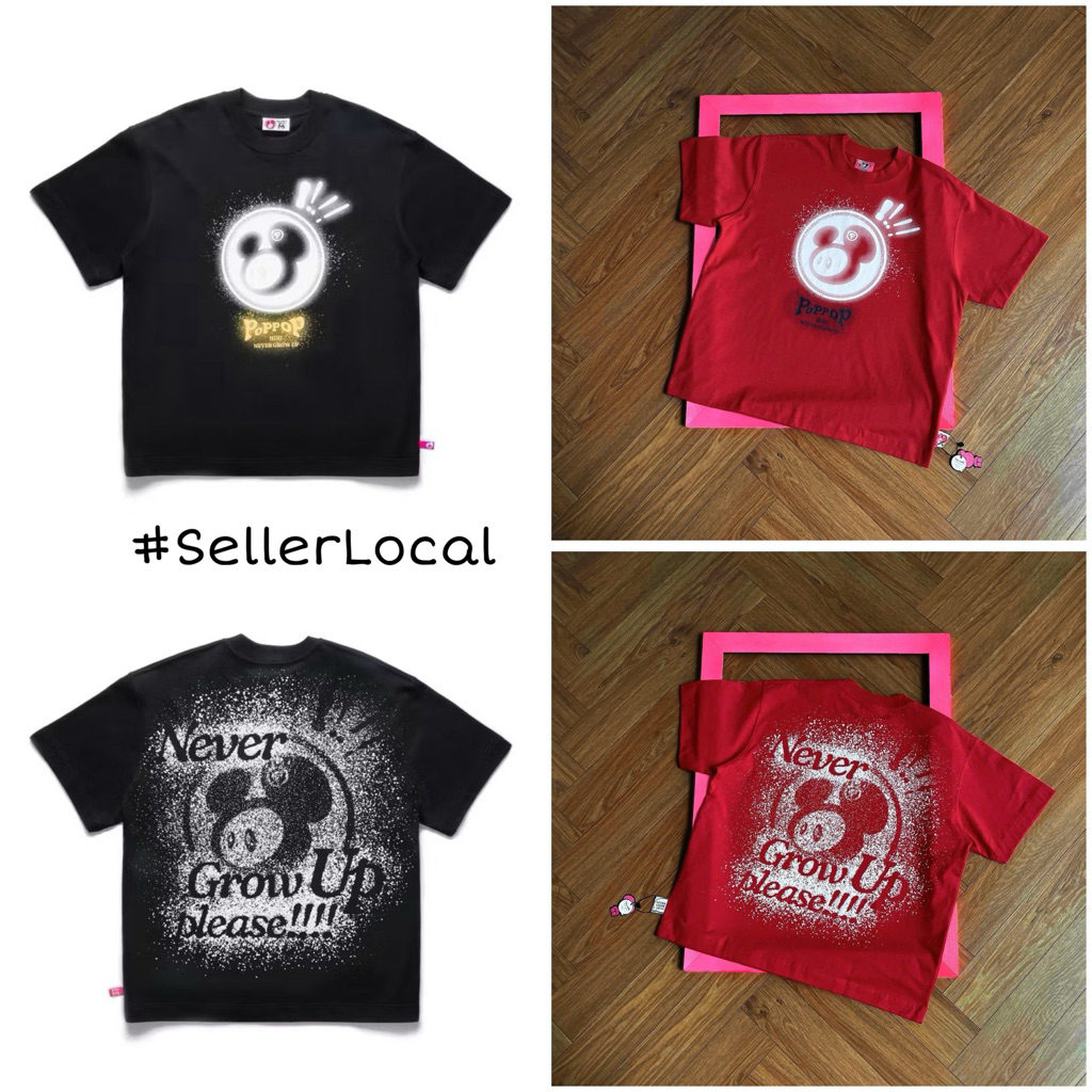 Áo thun POPPOP SNOW chính hãng tặng kèm túi giấy chất thun cotton 250gsm thoáng mát, 2 màu