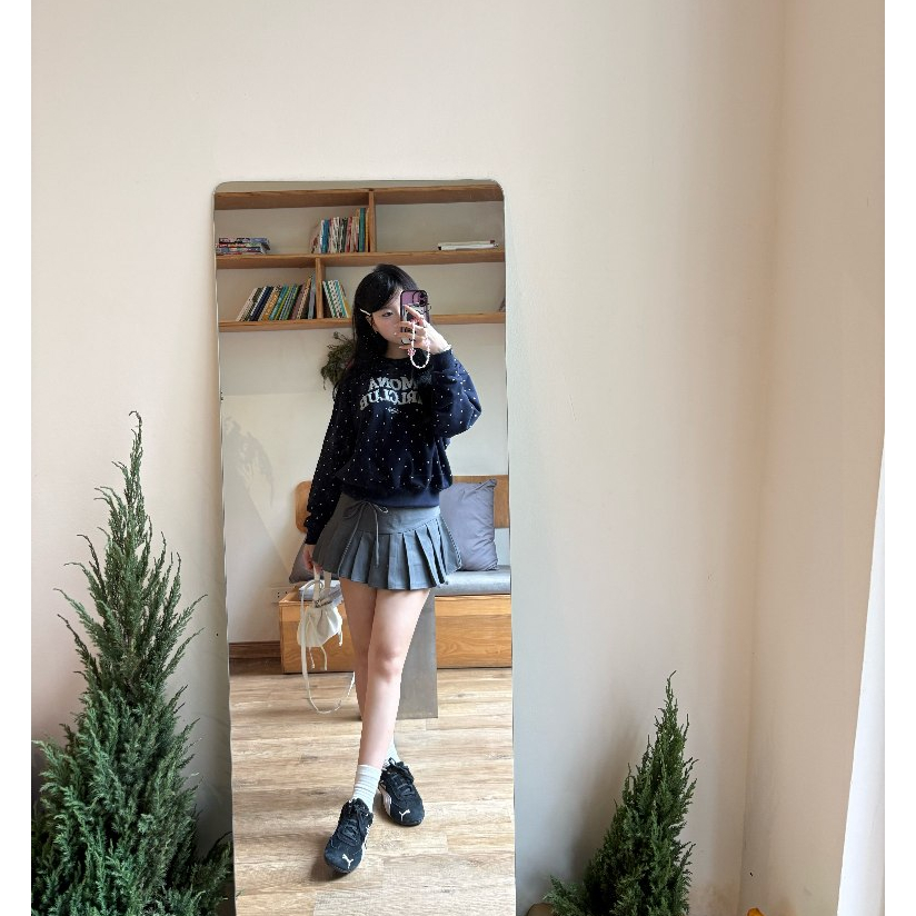 Chân váy xếp ly MONÁ dáng ngắn phối nơ - CHIKA SKIRT | BigBuy360 - bigbuy360.vn