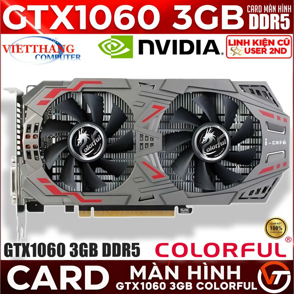 VGA - Cạc màn hình Colorful i-cafe GTX1060 3GB DDR5 VGA cũ đã qua sử dụng ( Cũ - 2nd )