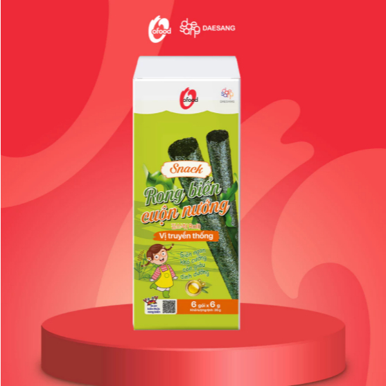 [Hộp 6 gói 36g] Snack rong biển cuộn nướng giòn 6g OFood để ăn vặt, ăn với súp,ăn với cơm - Hàng chí