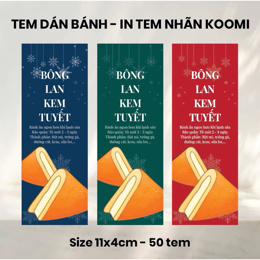 50 Tem dán bánh, tem dán bánh bông lan kem tuyết