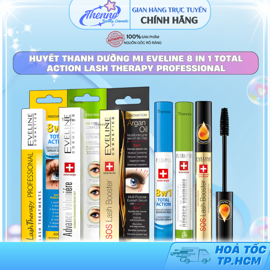 Huyết Thanh Dưỡng Mi Eveline 8 In 1 Total Action Lash Therapy Professional