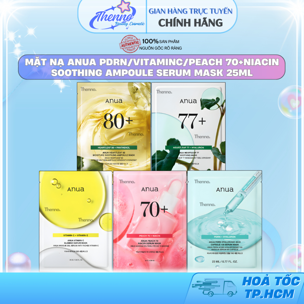 Mặt Nạ Dưỡng Sáng & Cấp Ẩm, Làm Dịu Da Anua PDRN/VitaminC/Peach 70+Niacin Soothing Ampoule Serum Mas