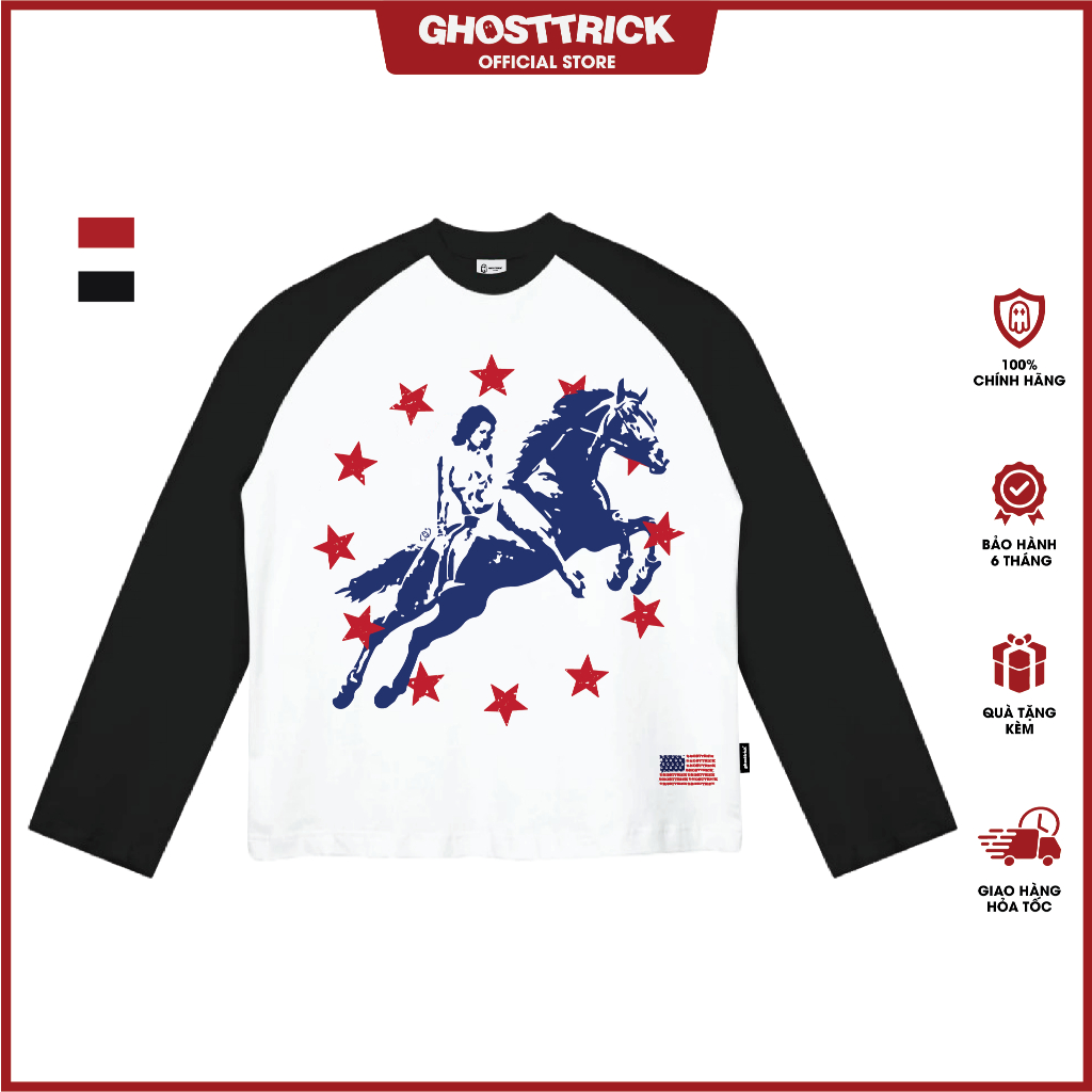 Áo thun tay dài unisex GHOST TRICK STAR HORSE RAGLAN - Brand chính hãng