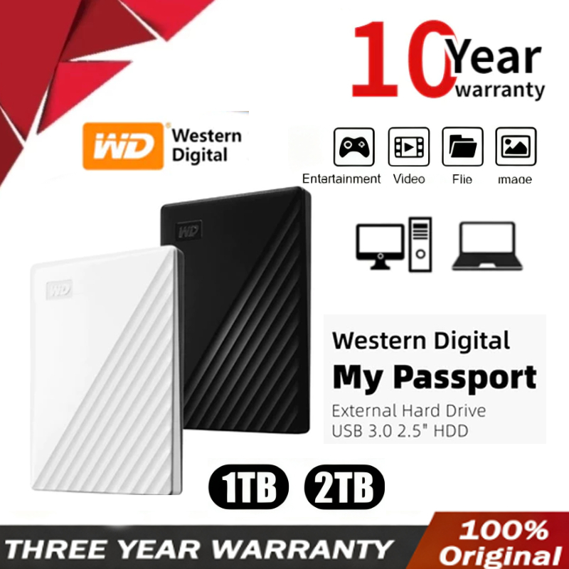 Ổ cứng di động ngoài Western Digital WD My Passport 2TB/1TB USB 3.2/USB 3.0 HDD Ổ cứng ngoài HDD