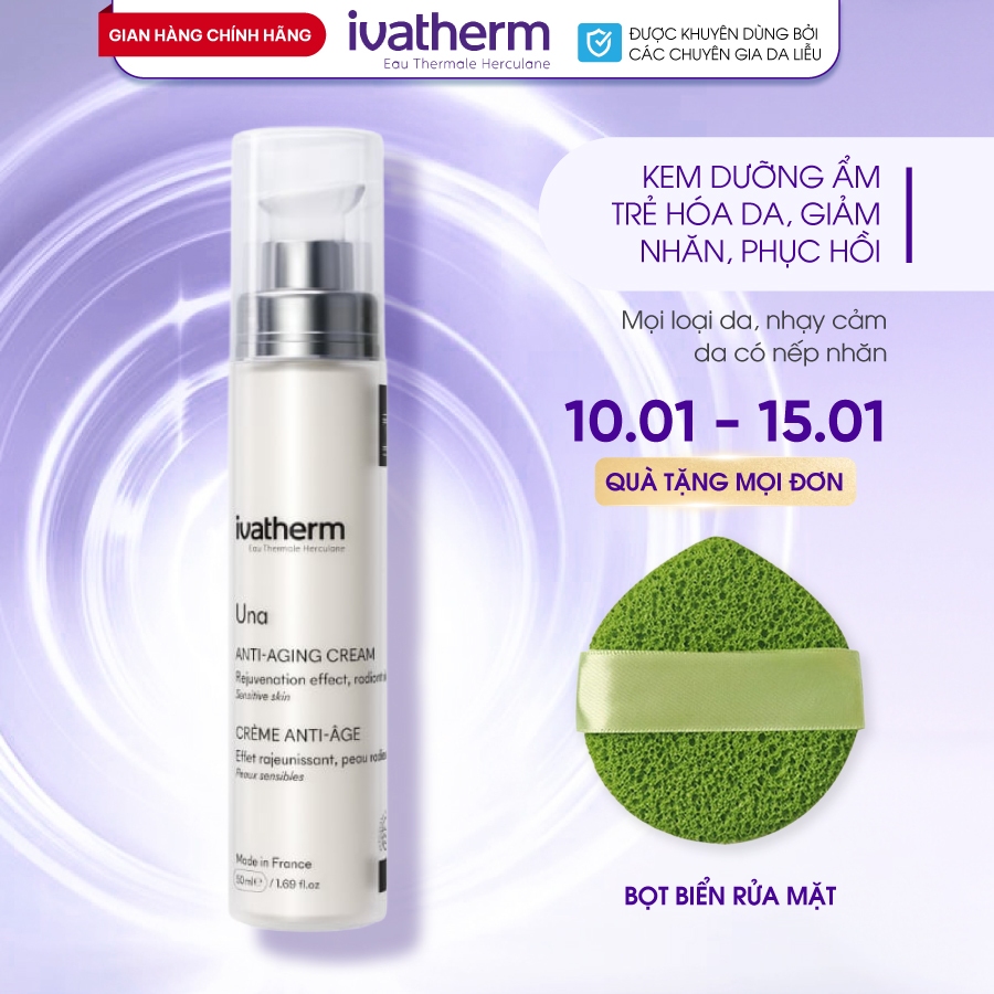 Kem dưỡng trẻ hóa Ivatherm Una giảm nhăn, phục hồi, chống lão hóa đa tầng Una Anti Aging Cream 50ml