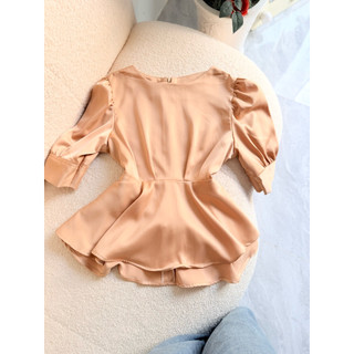 Áo Lụa Kiểu Peplum Cổ Tròn Tay Phồng Thắt Nơ Lưng size SMLXL Chất Liệu Cao Cấp Mát Mềm Mịn Phù Hợp Mọi Hoạt Động Hàng Ng