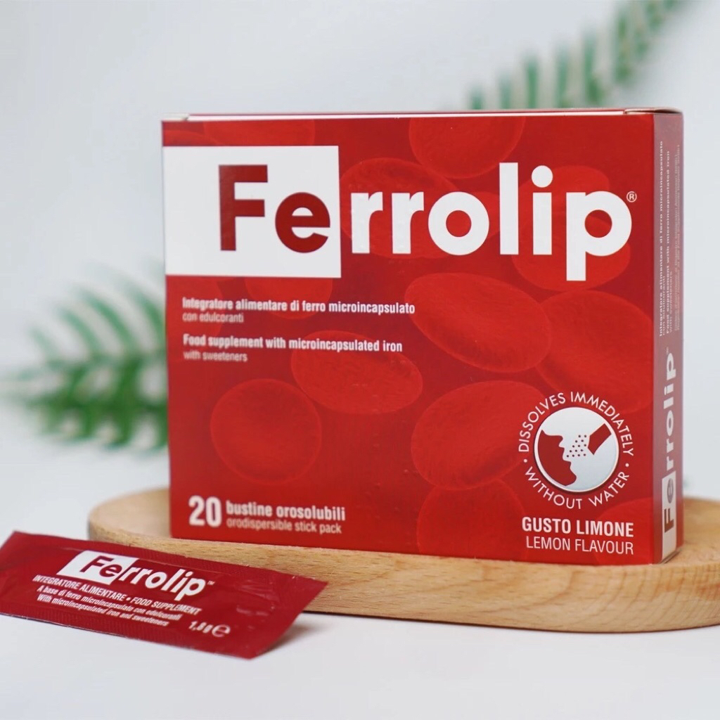 Ferrolip SẮT BẦU (hộp 20 gói) bổ sung sắt cho mẹ bầu phụ nữ mang thai người thiếu máu thiếu sắt