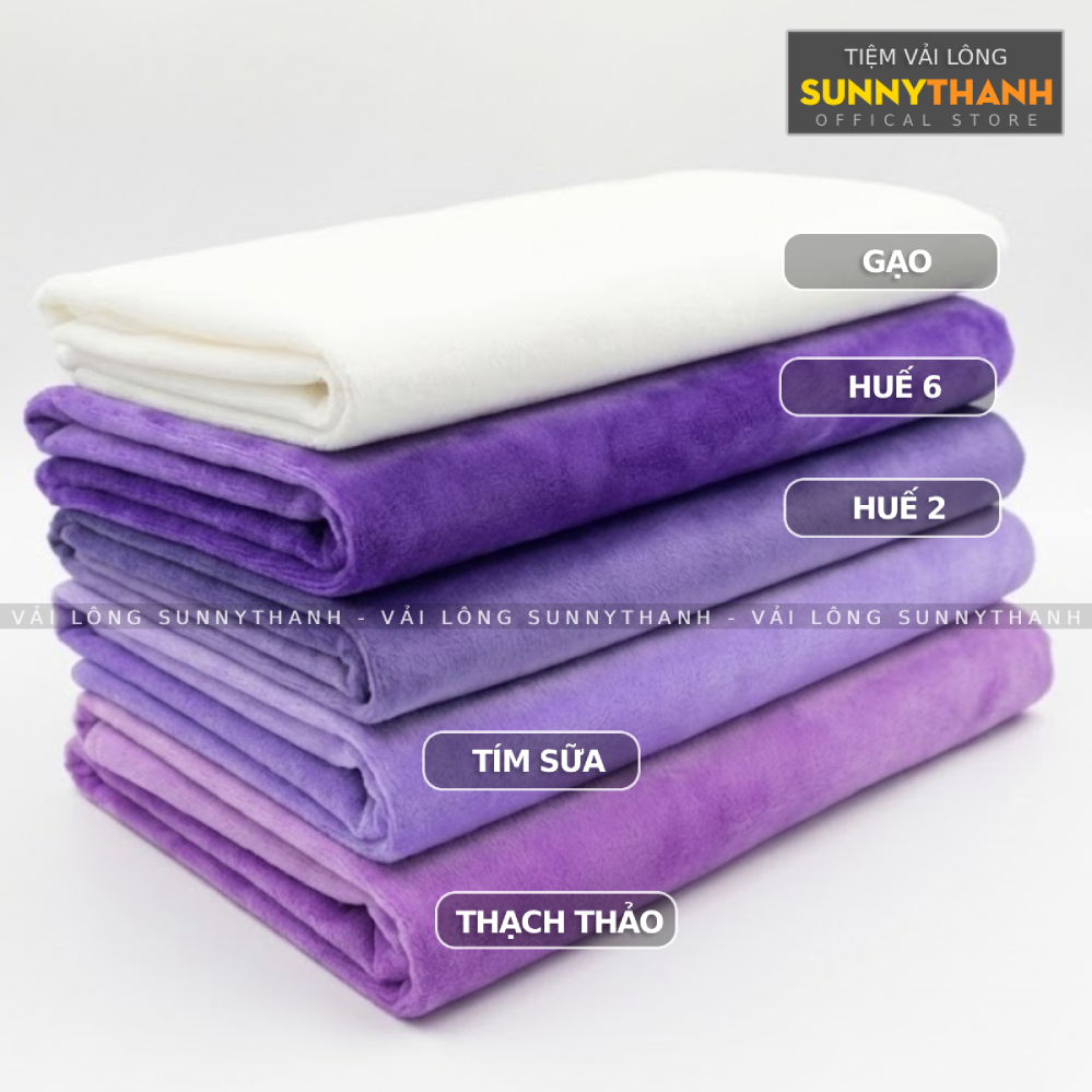 FULL tông TÍM - Lông nhung 1mm - Vải lông nhung mịn (pastel/tím sữa/huế 1/huế 2)