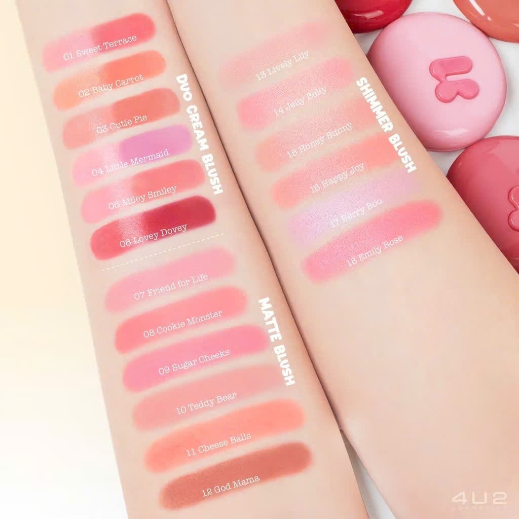 Má Hồng 4U2 Blush On Cream Duo (Dạng Kem) và Matte Blush (Dạng Phấn)
