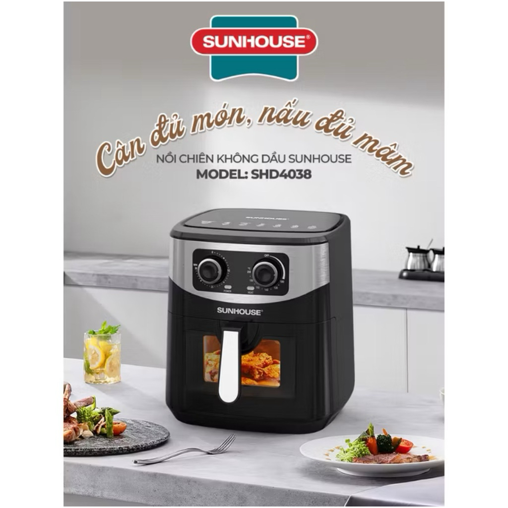 NỒI CHIÊN KHÔNG DẦU 10.5L SUNHOUSE SHD4038 Hàng chính hãng