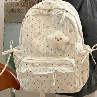 Ba lô vải nhung dễ thương cho bé gái dung tích lớn phong cách Hàn Quốc tươi mới phù hợp cho học sinh trung học cơ sở và