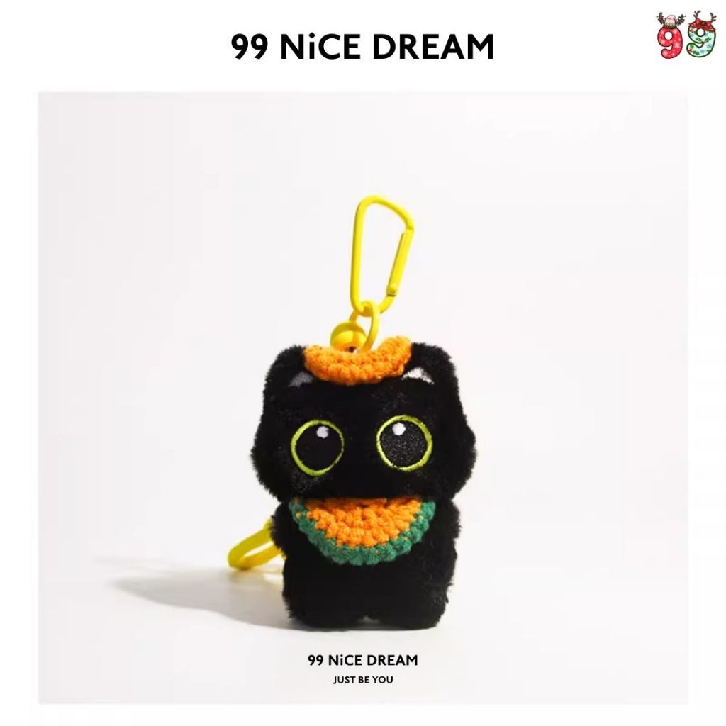 Móc Khoá Gấu Bông Mèo Đen Yếm Cam Treo Túi Xách, Phụ Kiện Dễ Thương Nhẹ Gọn, Trang Trí Balo Cute