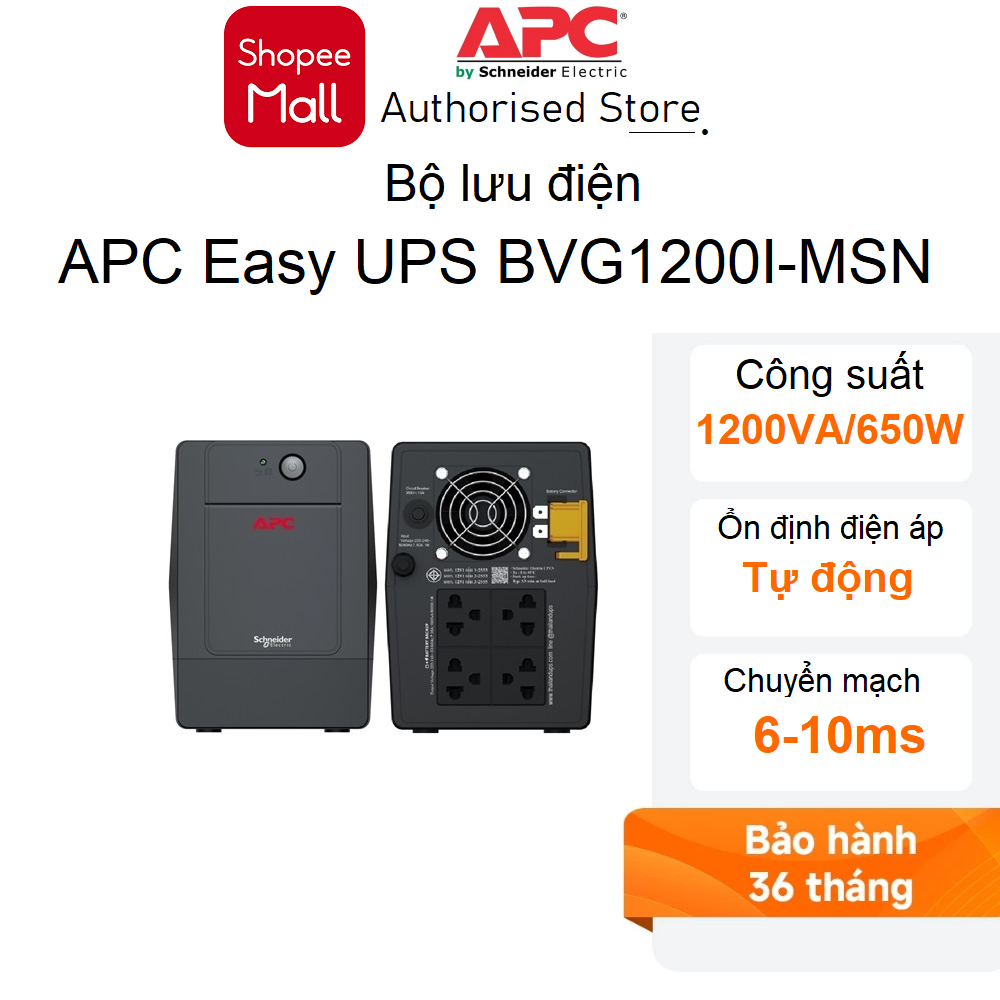 Bộ lưu điện UPS APC by Schneider Electric BVG1200I-MSN 650W - 1200VA & ổn áp