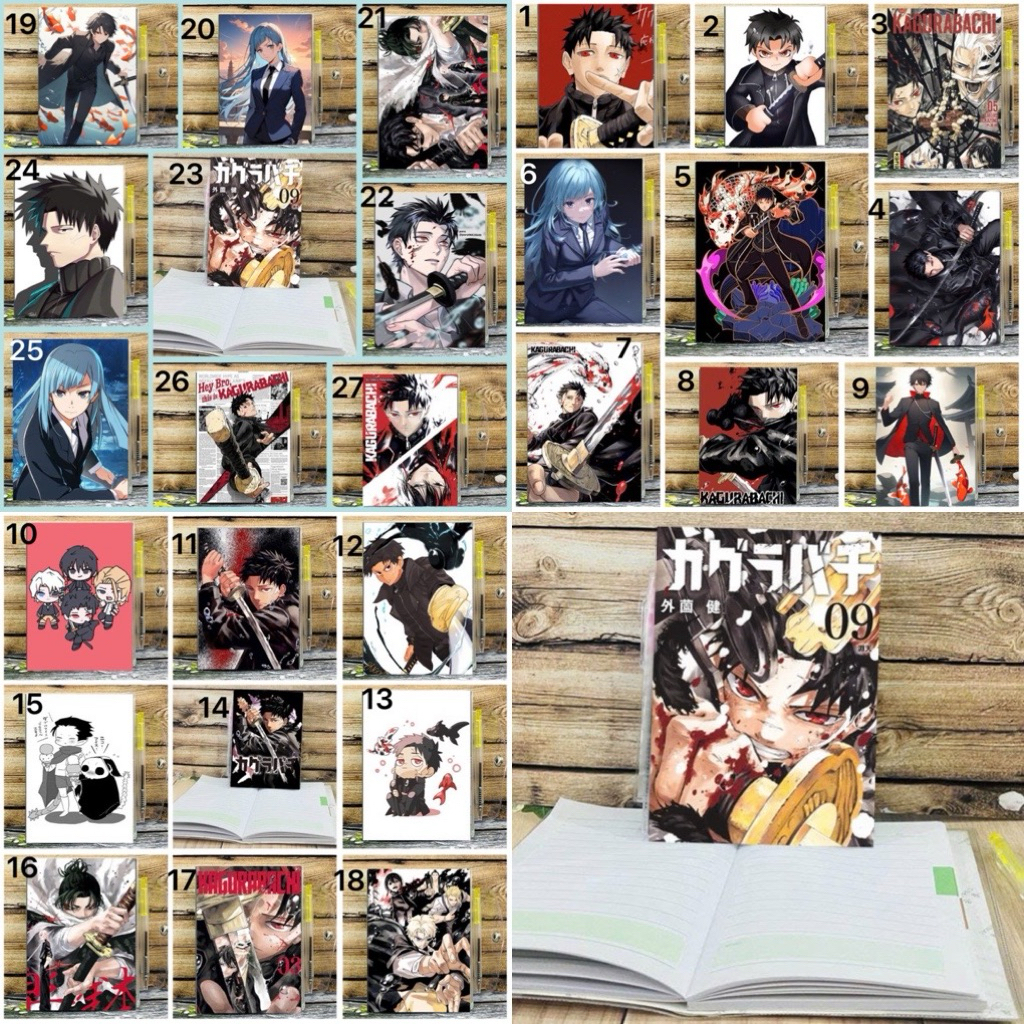 Sổ tay anime kagurabachi tặng kèm bút / sổ hình Chihiro Rokuhira ,Hishaku ,Hiyuki Kagari