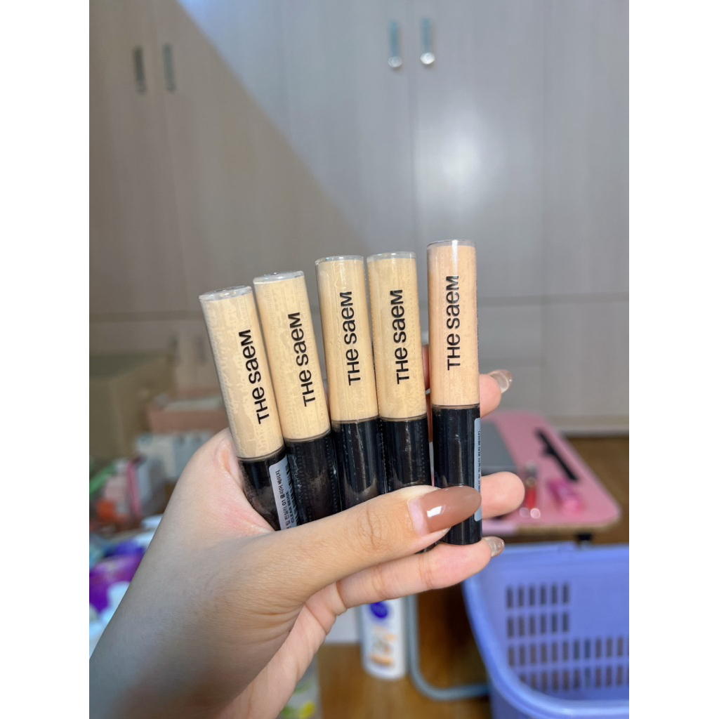 Kem Che Khuyết Điểm The Saem Cover Perfection Tip Concealer - CKĐ The Saem Che Phủ Hoàn Hảo Mụn, Thâ