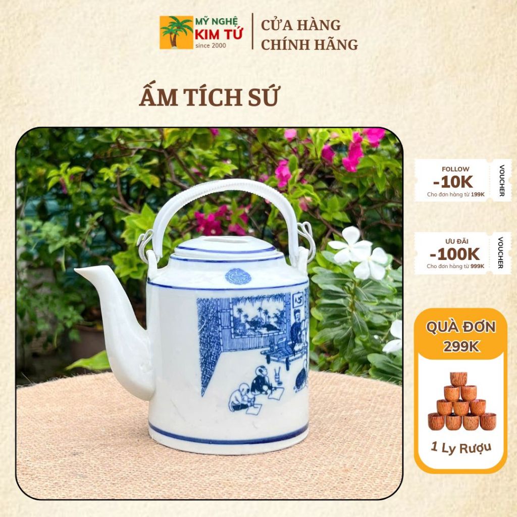 Ấm Tích Ủ Chè Xanh, Ấm Tích Gốm Sứ Bát Tràng, Ấm Tích Sứ CAO CẤP, Ấm Tích Hãm Trà Xanh, Ấm Tích Pha 