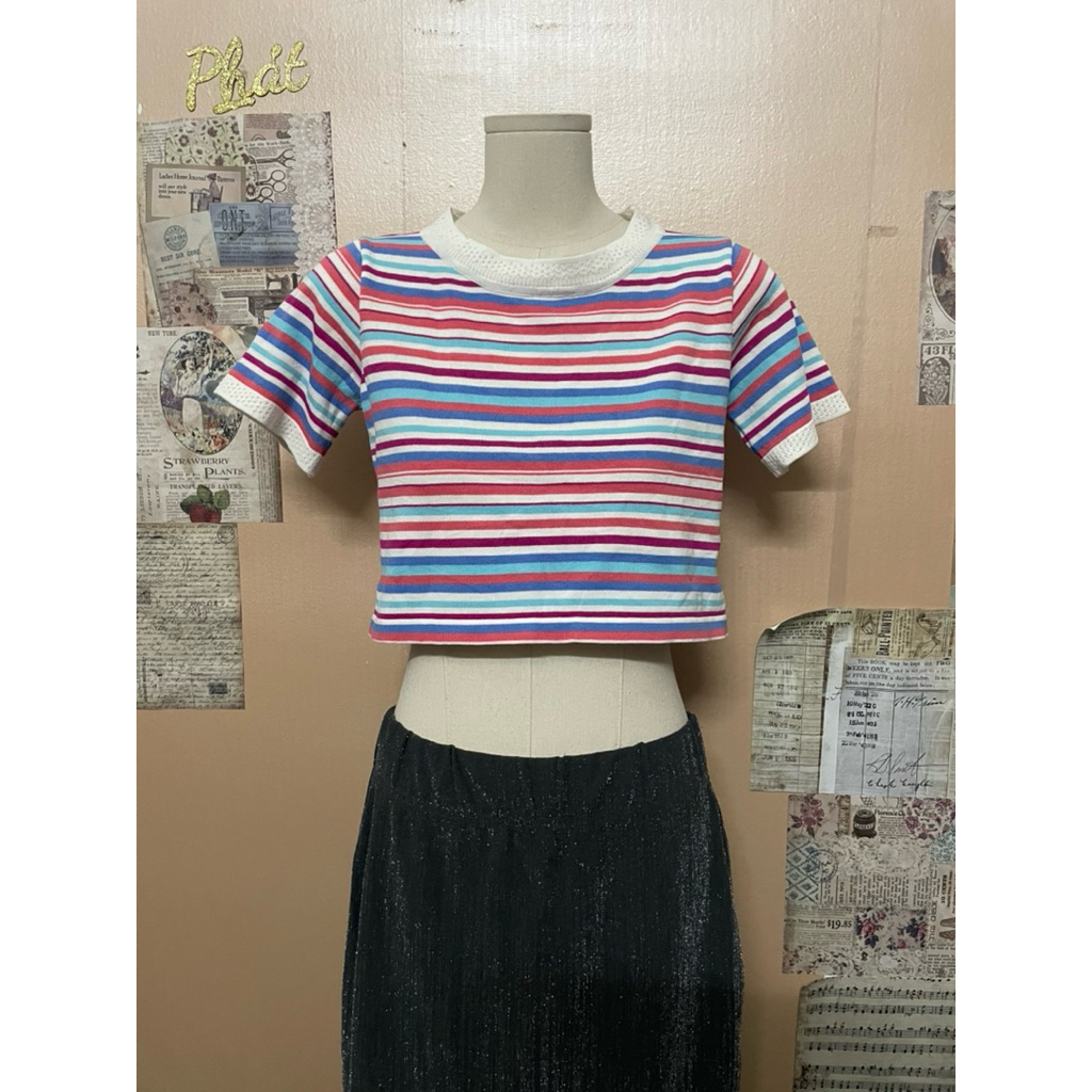 Áo mongtogi nữ croptop kẻ màu đẹp size s đến m a82