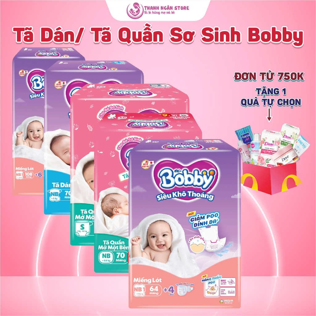 Bỉm / Tã Quần Mở Một Bên - Tã Dán -  Miếng Lót Sơ Sinh Bobby Cho Bé Từ Sơ Sinh Đến 8 Kg - Thanh Ngân