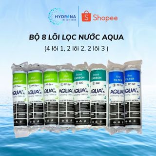 Bộ 8 lõi lọc nước 1 2 3 AQUA, dùng được cho mọi loại máy lọc nước gia đình, máy lọc nước RO
