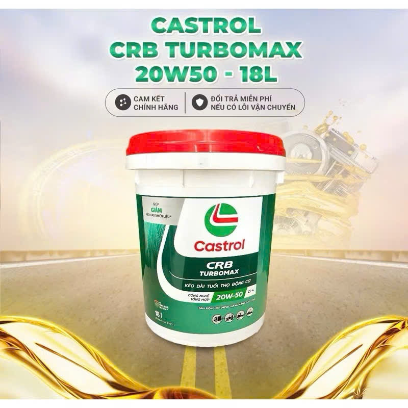 Dầu nhớt Castrol CRB Turbomax 15W40 CI4 18 Lít (Chính hãng)