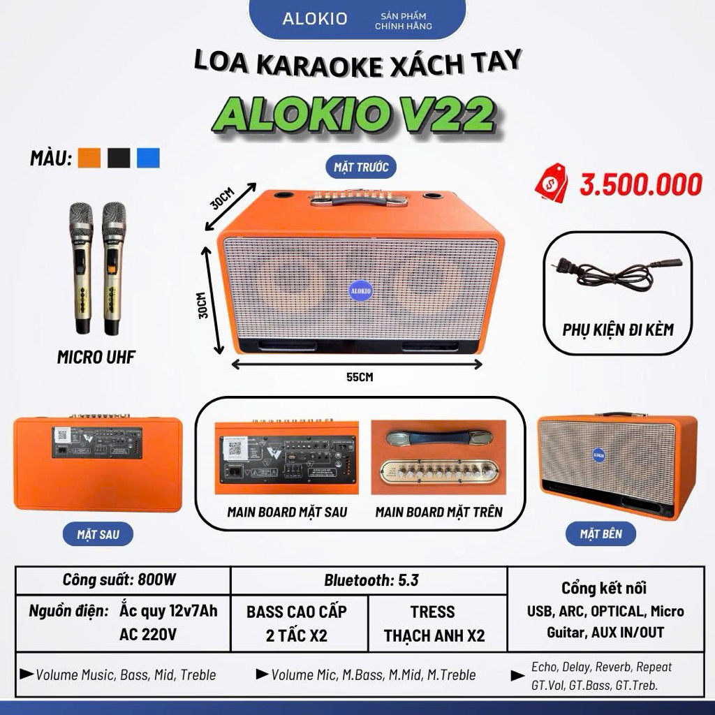 ( Chính Hãng ) - Loa Kéo Xách Tay Cao Cấp Alokio V22