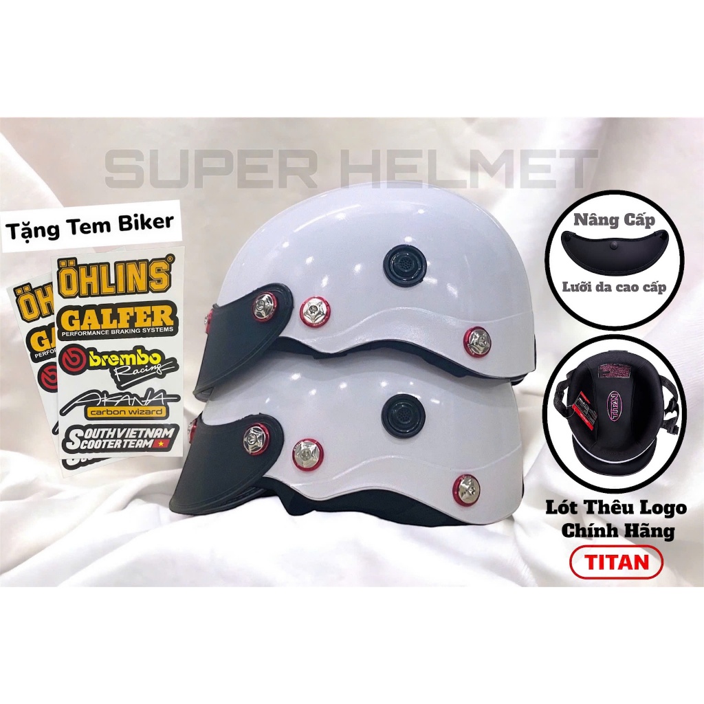[TẶNG SET BIKER] Nón Bảo Hiểm CHÍNH HÃNG TITAN HELMET - Mũ Bảo Hiểm Sơn Nhiều Màu - Phủ NaNo - Gắn 7 ốc Salaya SiêHELMET