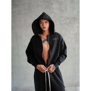 Áo khoác Darkest màu đen trơn SS25 Dark Hoodie Zip