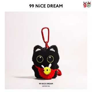 Móc Khoá Gấu Bông Mèo Đen Đeo Túi Ong Đỏ Treo Ví, Treo Chìa Khoá Cute, Phụ Kiện Balo, Túi Xách