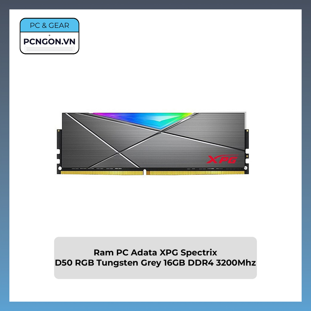 [PCNGON] Ram PC Adata XPG Spectrix D50 RGB Tungsten Grey 16GB DDR4 3200Mhz