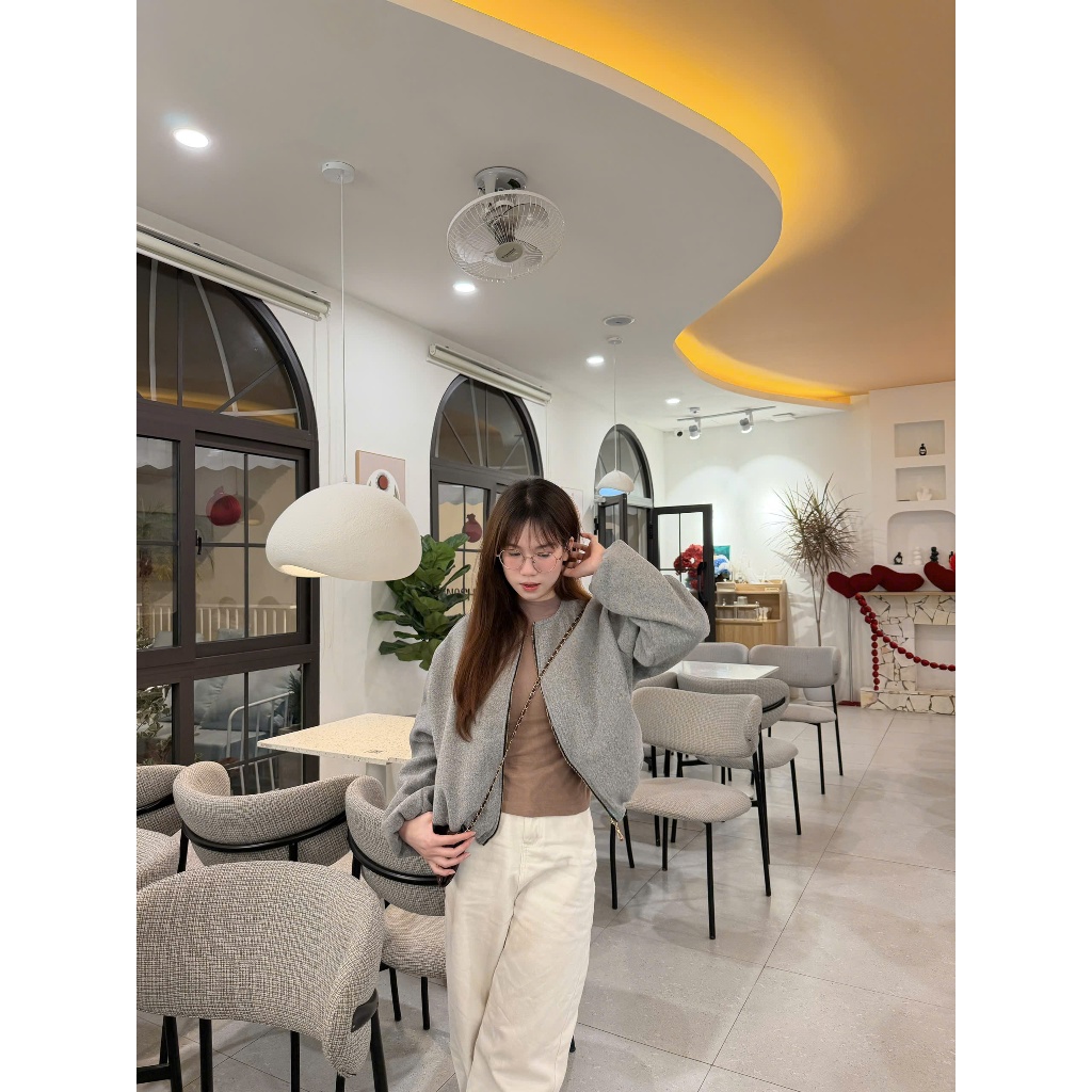 (Hàng QC L1 sẵn) Áo Khoác Dạ Bomber Nữ Dáng Ngắn Basic Khóa Kéo Thời Trang Hàn Quốc Cao Cấp Mùa Thu Đông Kime TOP | BigBuy360 - bigbuy360.vn