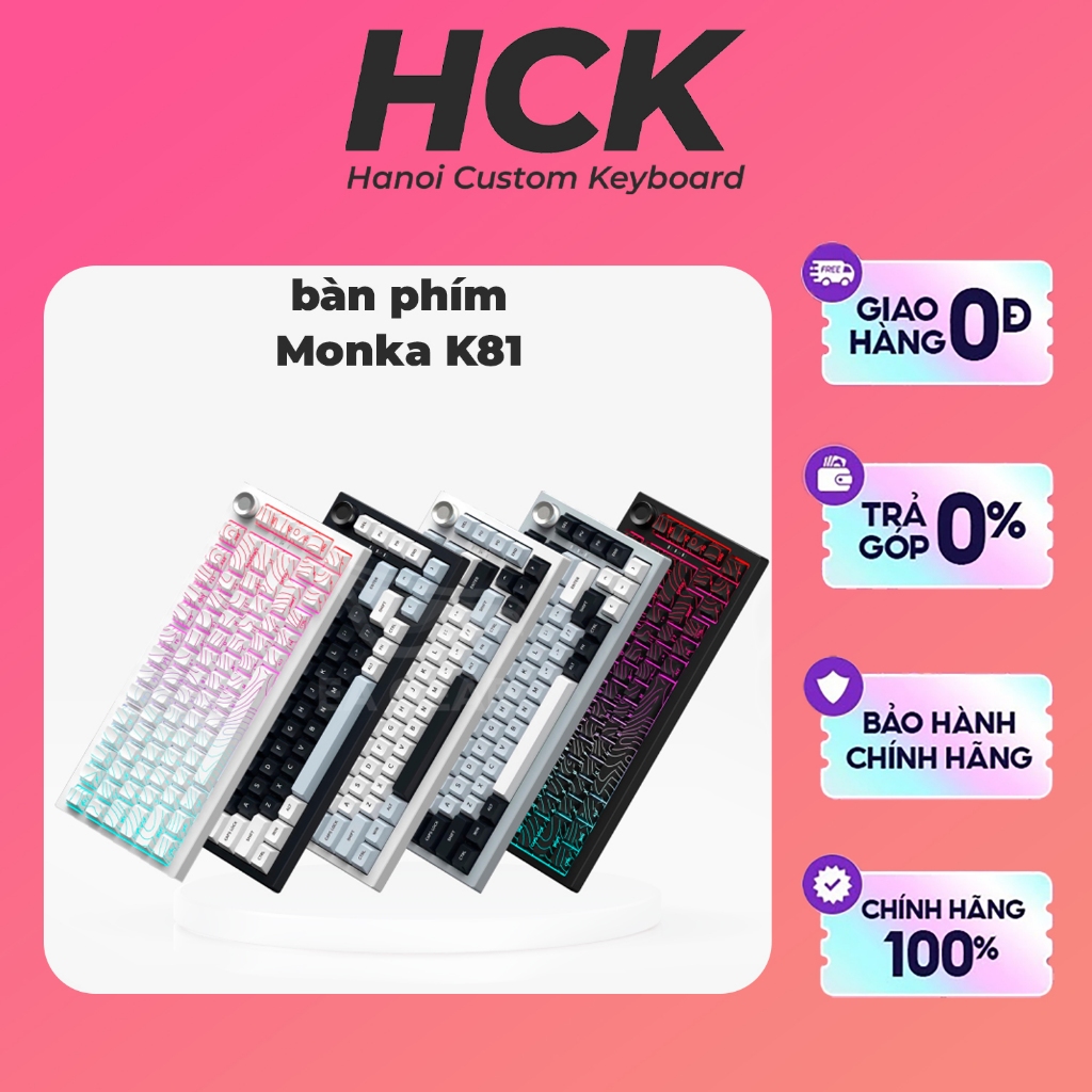 Bàn Phím Monka K81 Phím Nhựa 75% 3 Chế Độ Hotswap Led RGB - HCK