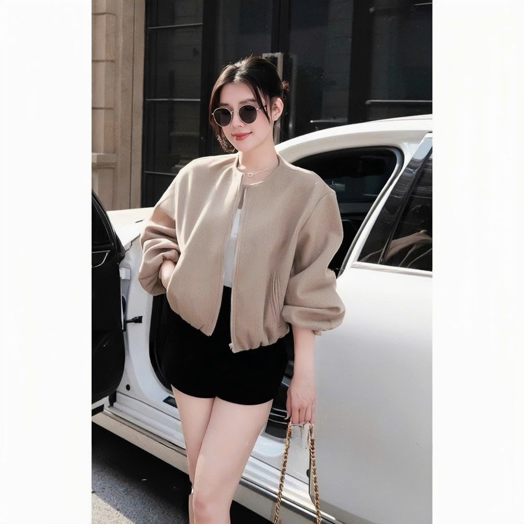 (Hàng QC L1 sẵn) Áo Khoác Dạ Bomber Nữ Dáng Ngắn Basic Khóa Kéo Thời Trang Hàn Quốc Cao Cấp Mùa Thu Đông Kime TOP | BigBuy360 - bigbuy360.vn