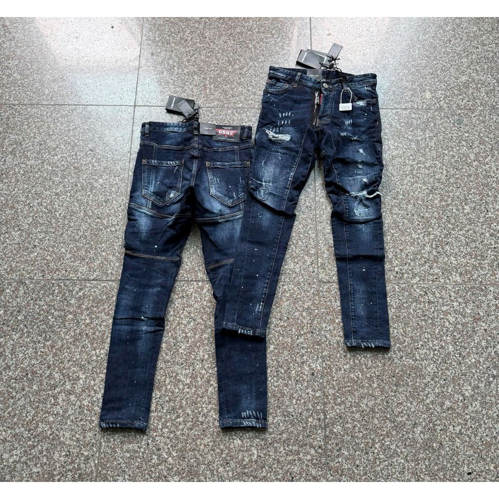 Quần jean nam DSQ xanh fom biker hàng Quảng Châu