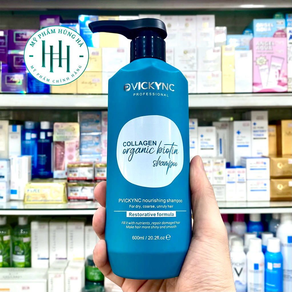 Dầu gội PVICKYNC Collagen Organic Biotin, cam kết chính hãng 600ml