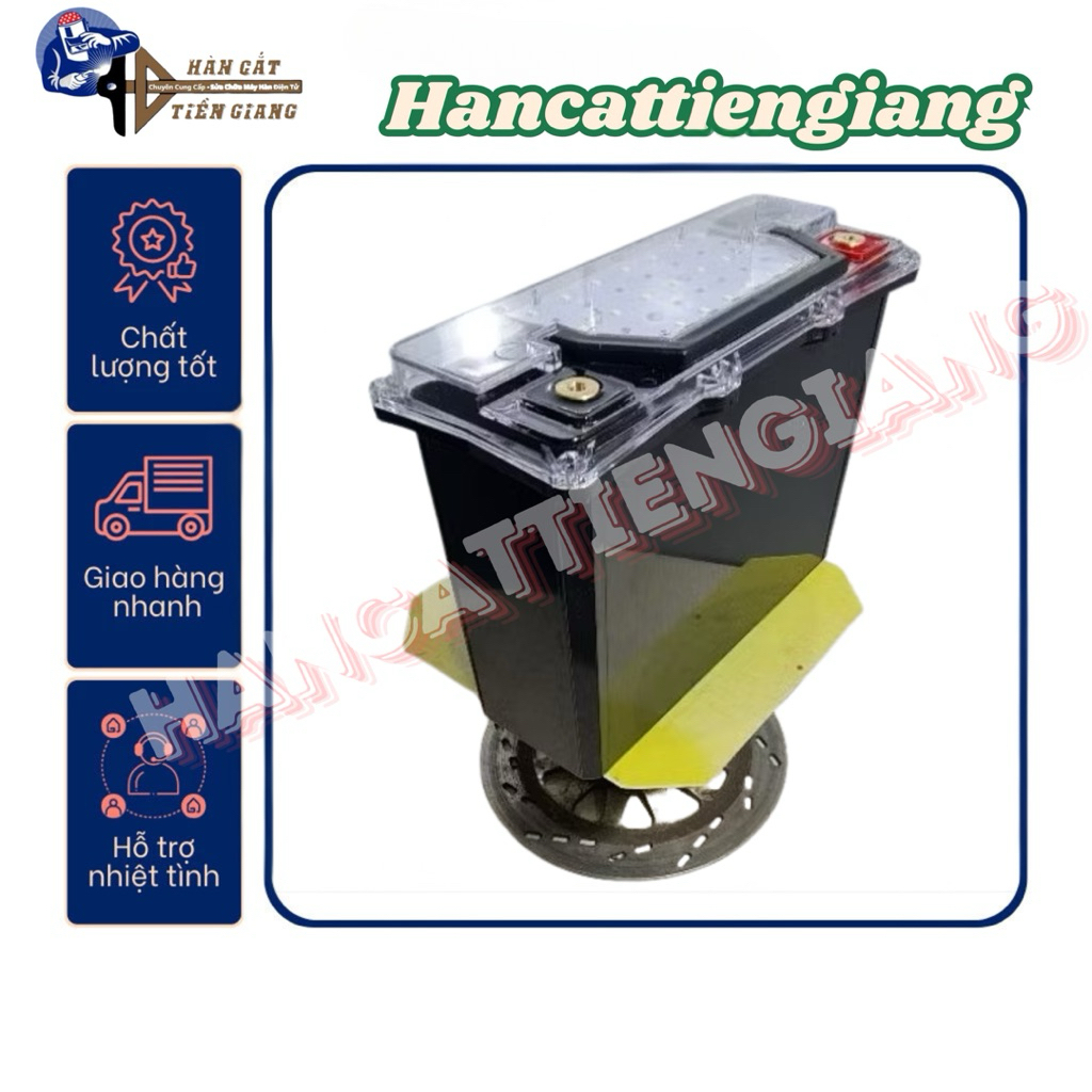 Hộp chống nước 30ah 45ah 12 cell 12 viên pin 33140 nắp trong suốt có quai sách và đồng hồ báo % pin