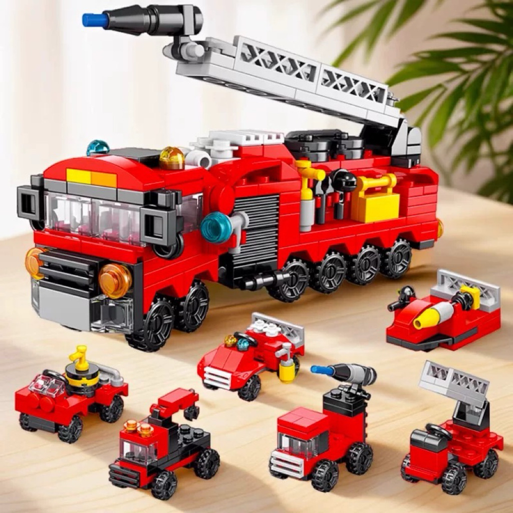 Bộ lắp ghép 10 in 1 nhiều chủ đề,  Blindbox mô hình lắp ghép chủ đề Tết, xe, động vật cho bé