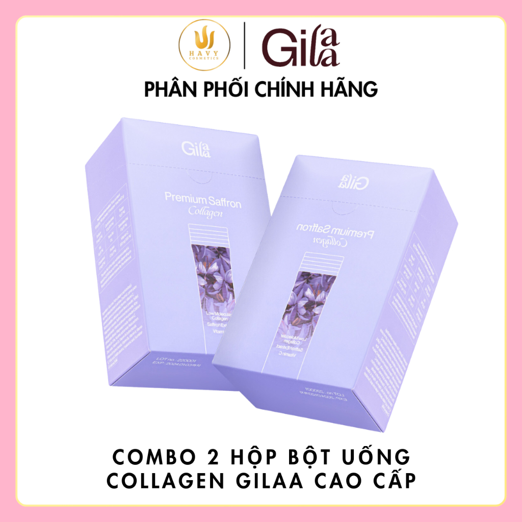 COMBO 2 HỘP Thực Phẩm Bổ Sung Gilaa Premium Saffron Collagen Gilla (120 GÓI)