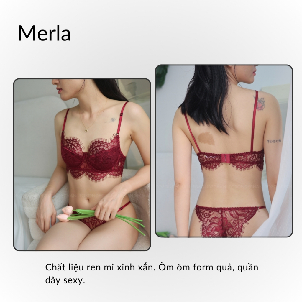 Bộ Đồ Lót Ren Mi Xinh Xắn MERLA Có Gọng, Mút Mỏng Tháo Rời Tặng Kèm (Hình Thật - Che Tên Sản Phẩm) | BigBuy360 - bigbuy360.vn