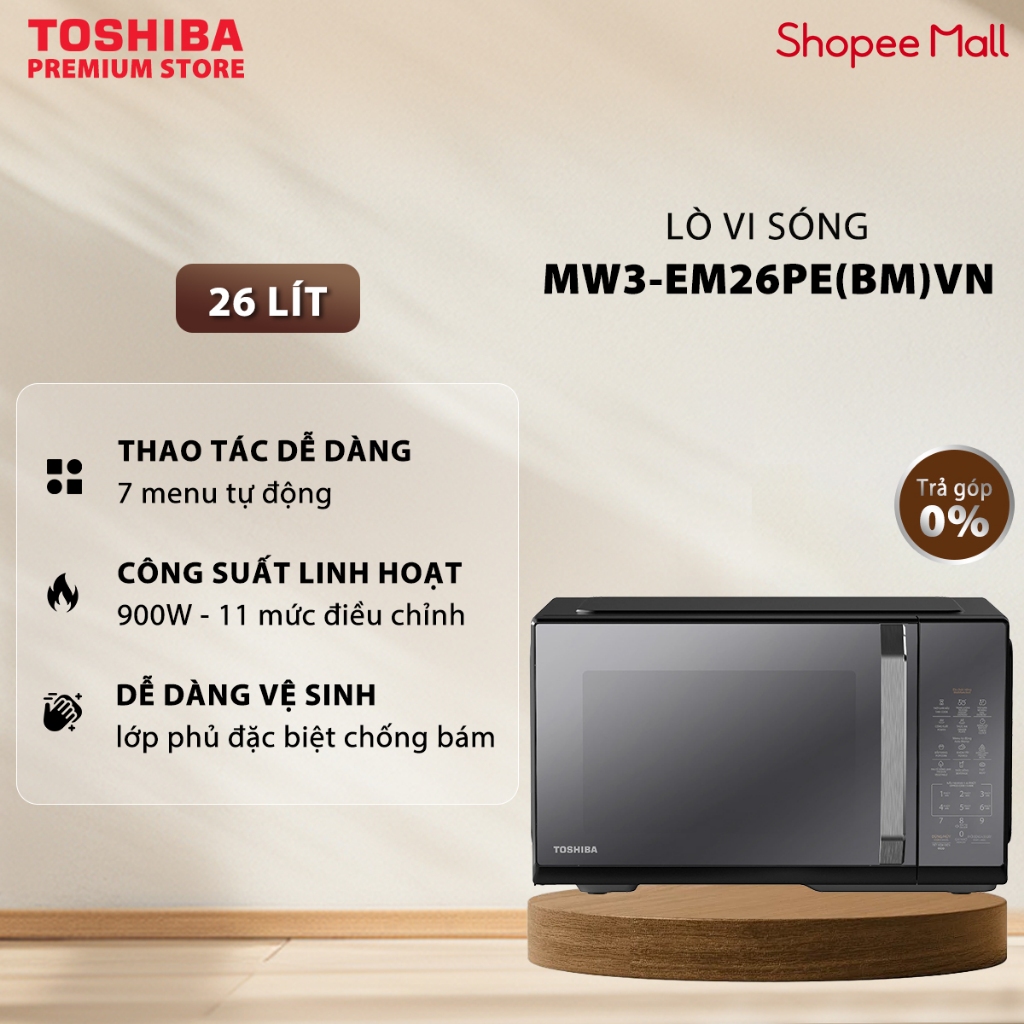 Lò Vi Sóng Toshiba 26 Lít MW3-EM26PE(BM)VN - Công Suất Vi Sóng 900W - 11 Mức Công Suất