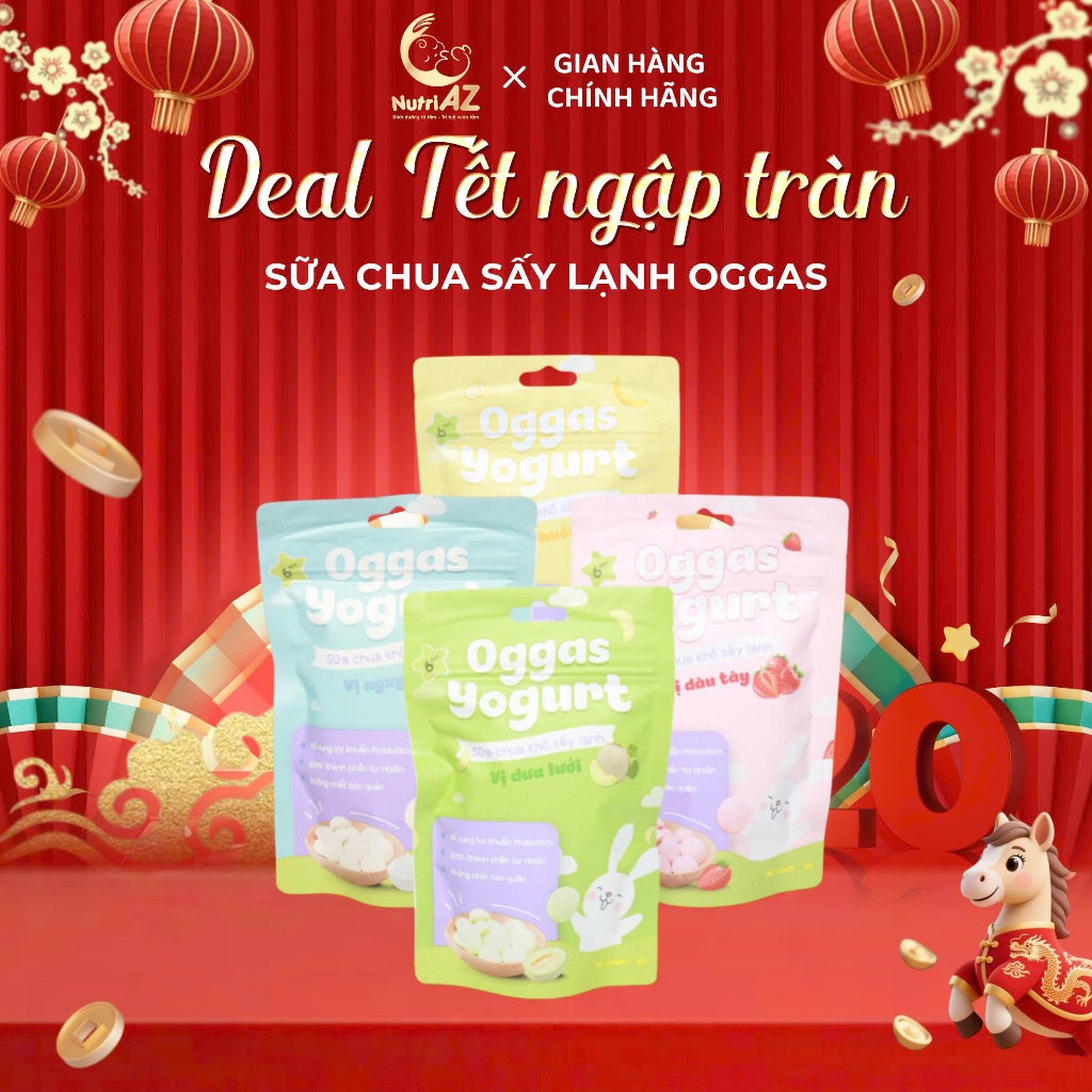 Sữa Chua Khô Sấy Lạnh Oggas Yogurt Ăn Dặm Cho Bé Từ 6 Tháng Tuổi Bổ Sung Lợi Khuẩn Cho Bé, 18g