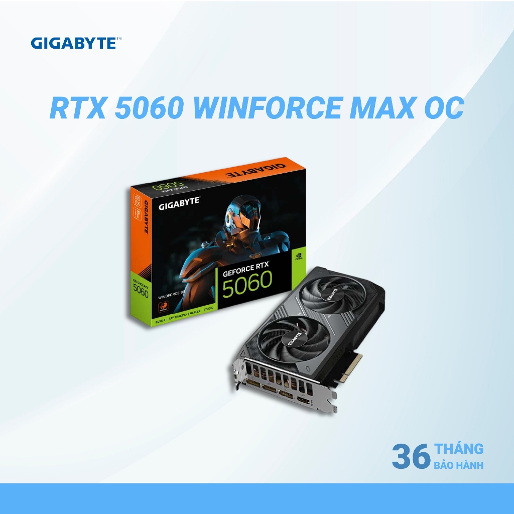 VGA GIGABYTE RTX 5060 WINDFORCE MAX OC 8G - Hàng chính hãng - Bảo hành 36 tháng
