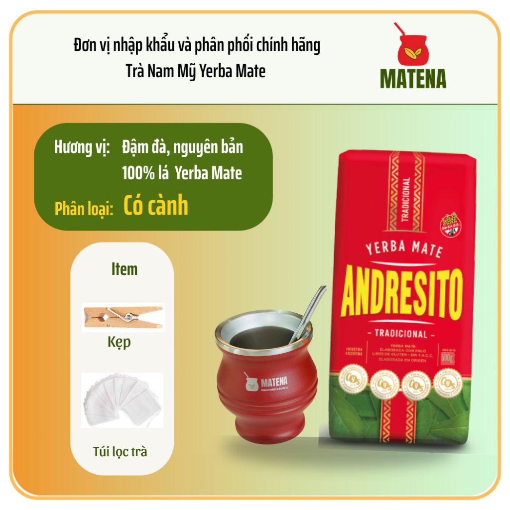 Trà Nam Mỹ Yerba Mate Andresito Tradicional phổ biến nhất (Nguyên bản)