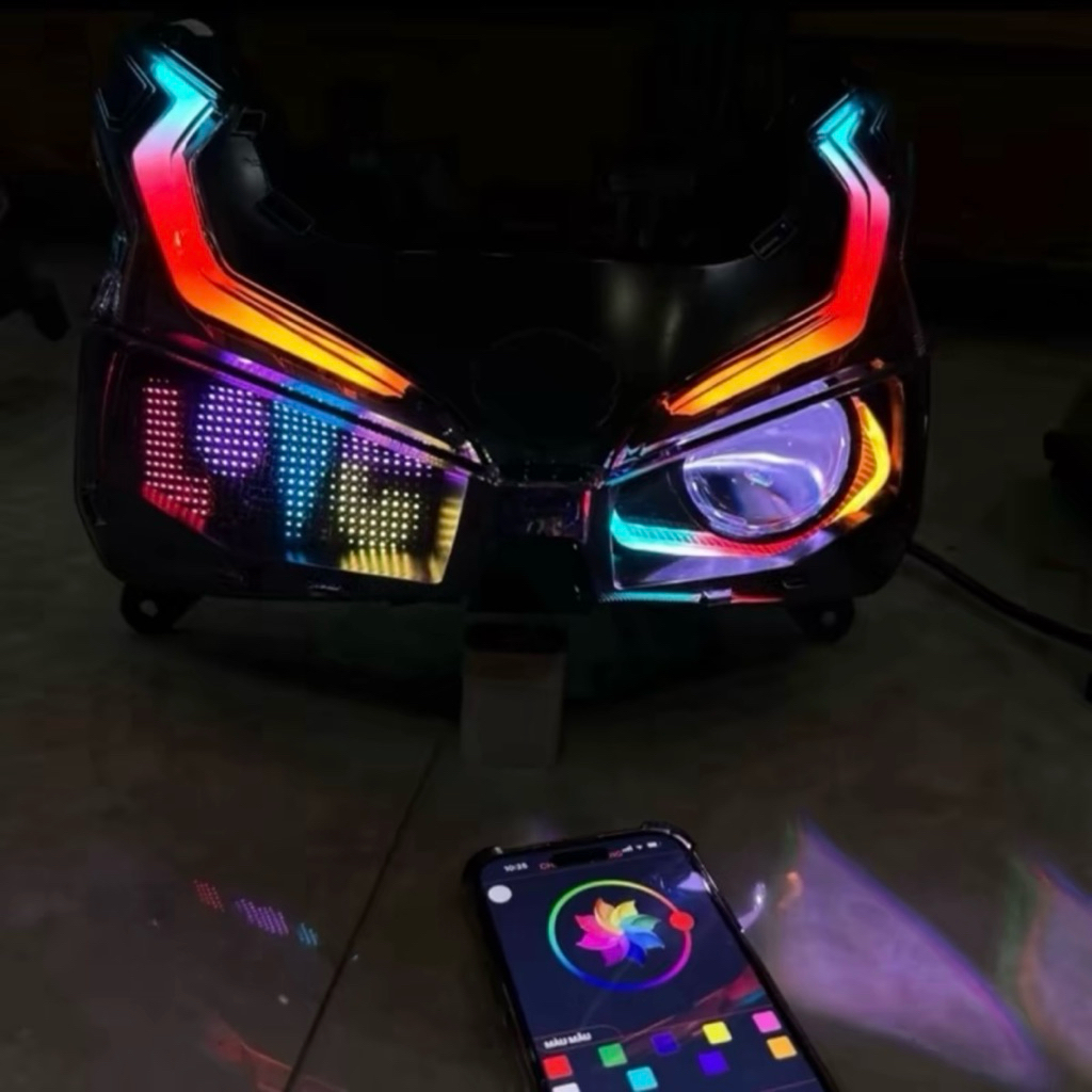 Pha Ablade 2020-2025 Độ Bi Cầu E11+ Công Suất 70w Kèm Bảng Led Ma Trận Đổi Hình Ảnh Và Hiệu Ứng Qua 