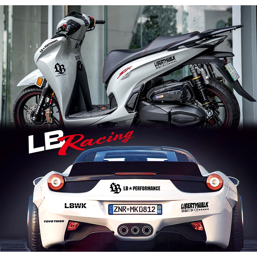 [D999] Tem Dán Xe Chữ LibertyWalk Decal PVC Chất Liệu Siêu Dày Chống Thấm Nước