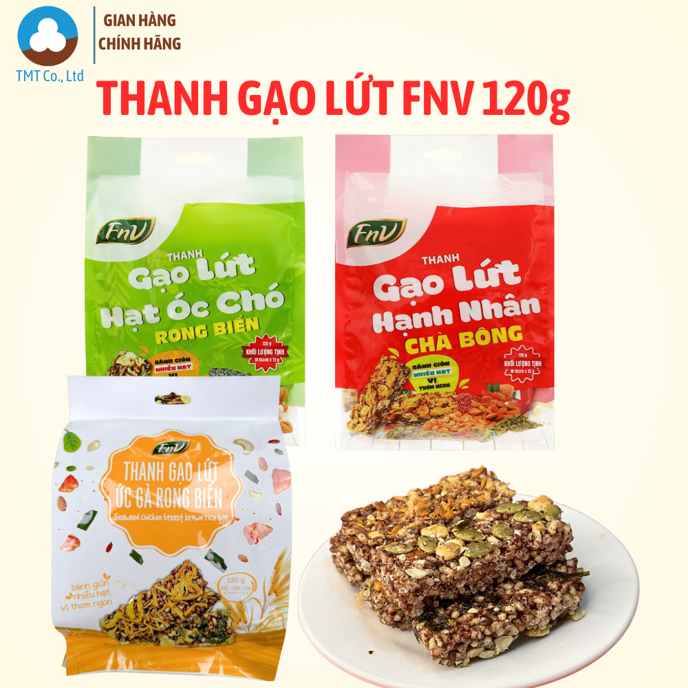 Thanh gạo lứt FnV túi 120g, nhiều vị