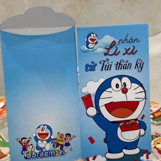 Set 10 bao lì xì Doreamon Gấu dâu Hello kitty